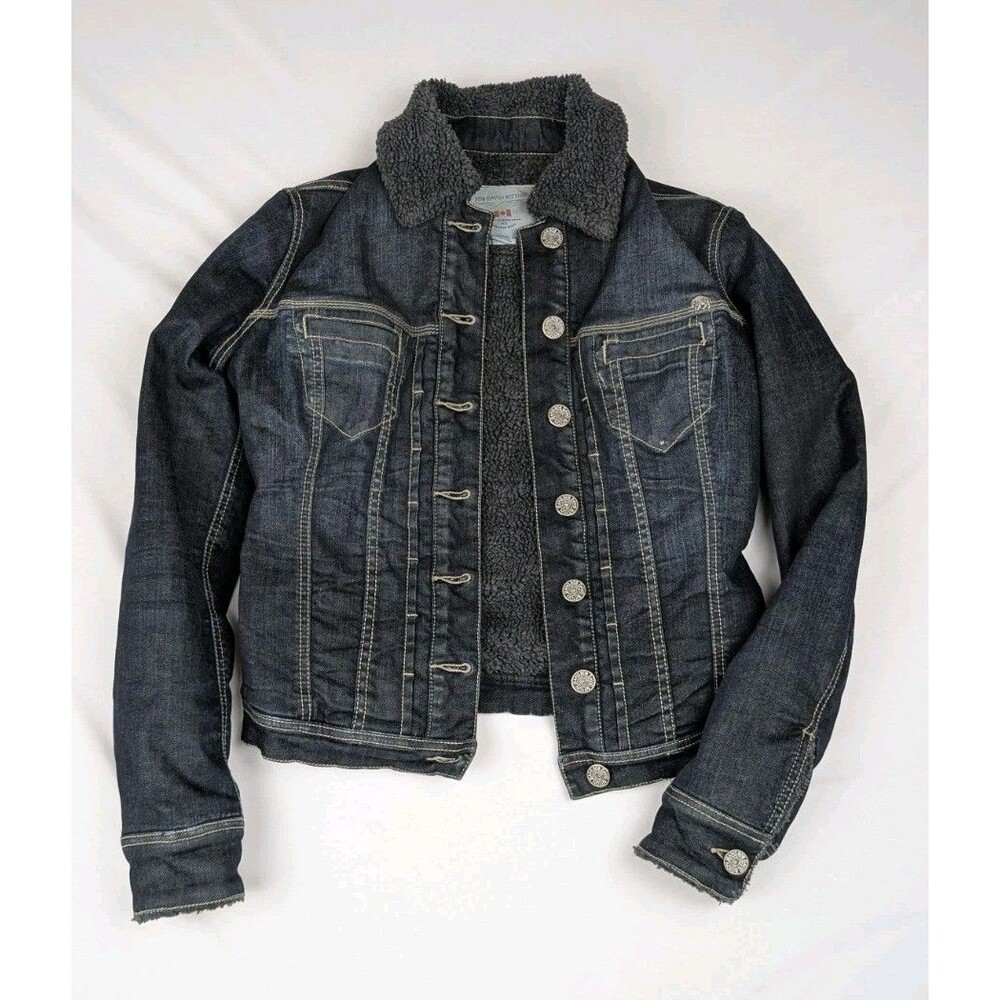 Buffalo David Britton Women's XS Sherpa Dark Wash Lined  Denim Jean Jacket